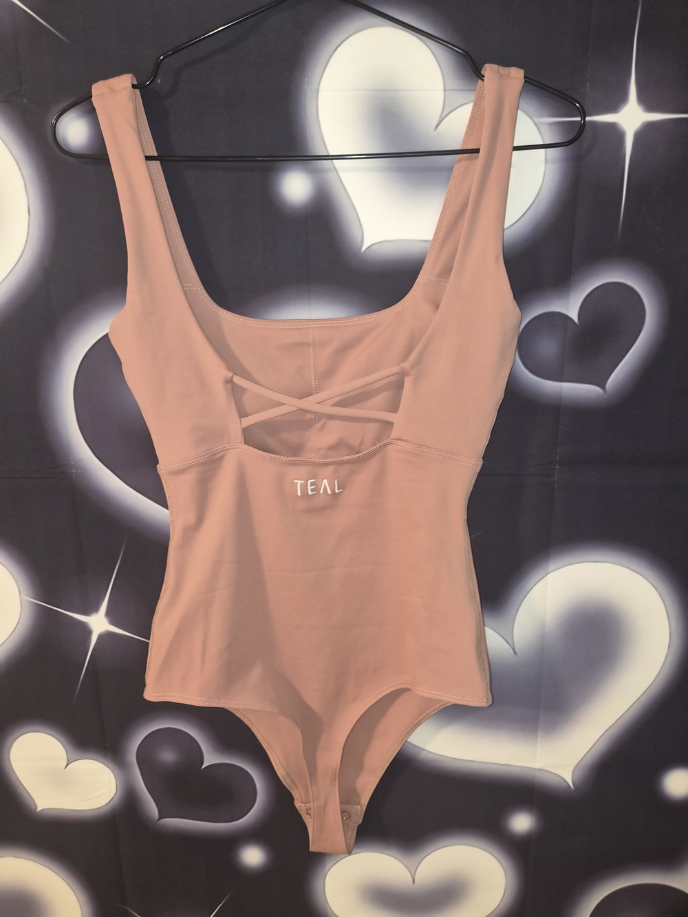 TEAL Women's Crisscross Peach Scoop-Neck Bodysuit